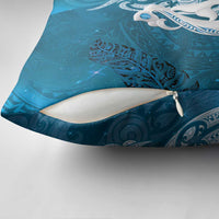New Zealand Matariki Pillow Cover Maori Manaia Galaxy Silver Fern Blue Color