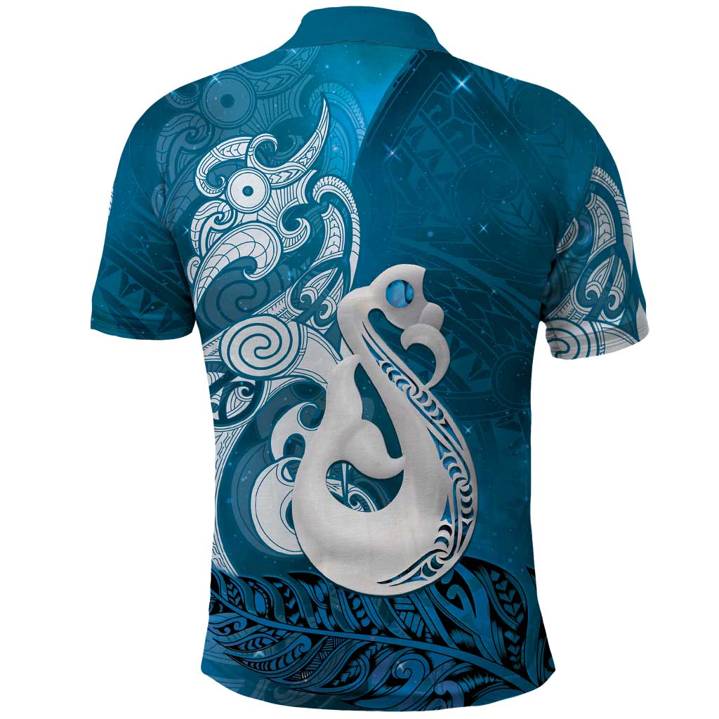 New Zealand Matariki Polo Shirt Maori Manaia Galaxy Silver Fern Blue Color