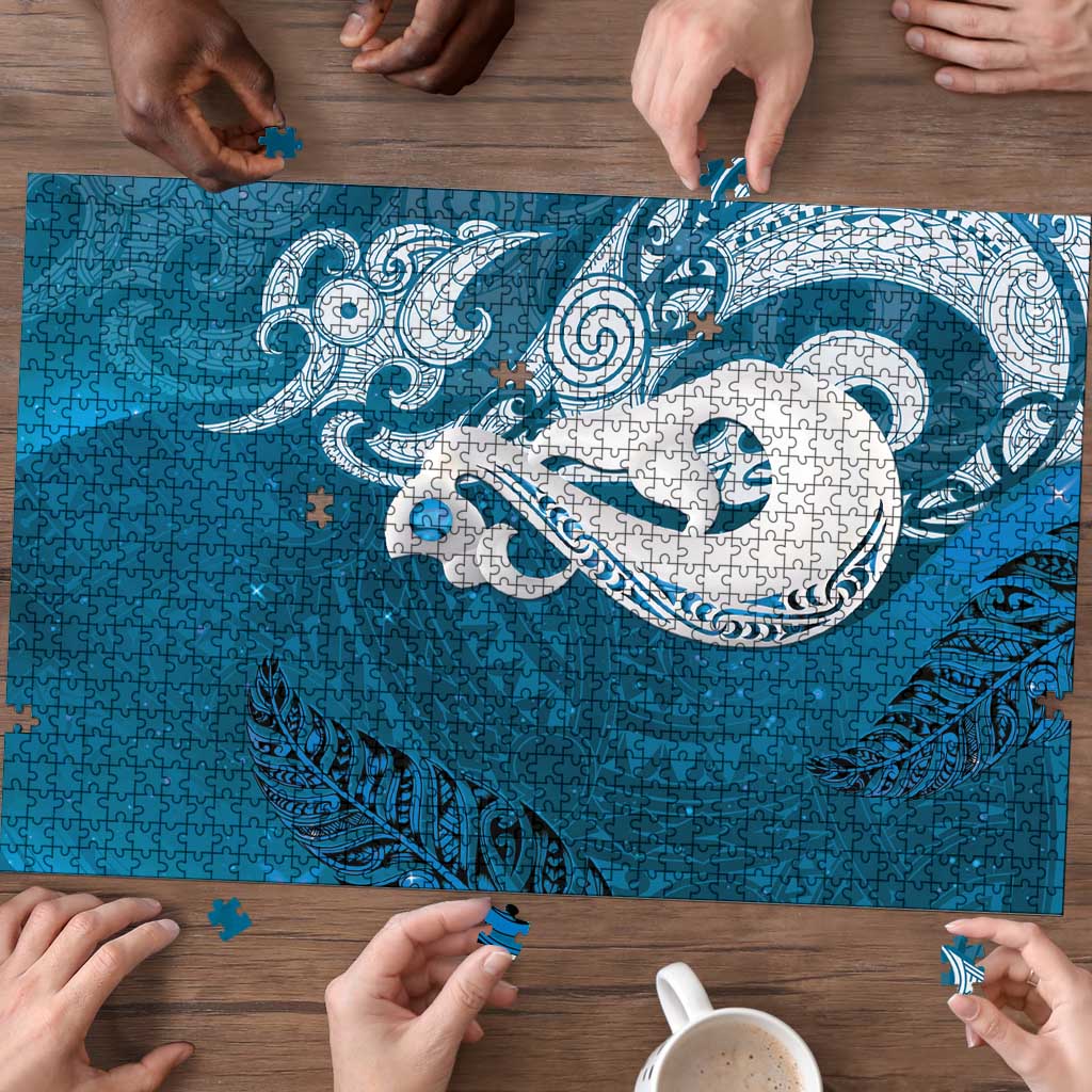 New Zealand Matariki Puzzle Maori Manaia Galaxy Silver Fern Blue Color