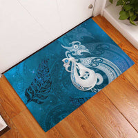 New Zealand Matariki Rubber Doormat Maori Manaia Galaxy Silver Fern Blue Color