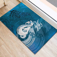 New Zealand Matariki Rubber Doormat Maori Manaia Galaxy Silver Fern Blue Color