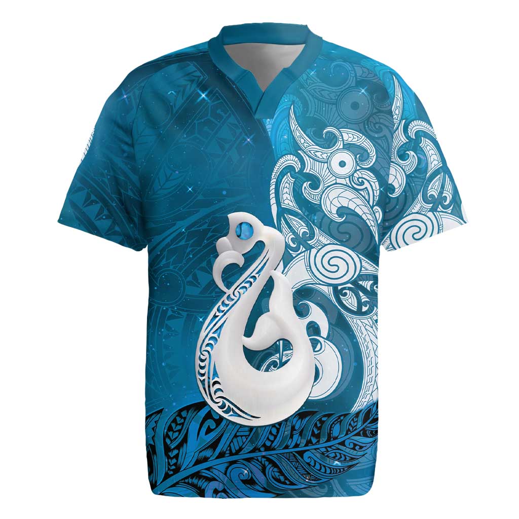 New Zealand Matariki Rugby Jersey Maori Manaia Galaxy Silver Fern Blue Color
