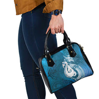 New Zealand Matariki Shoulder Handbag Maori Manaia Galaxy Silver Fern Blue Color