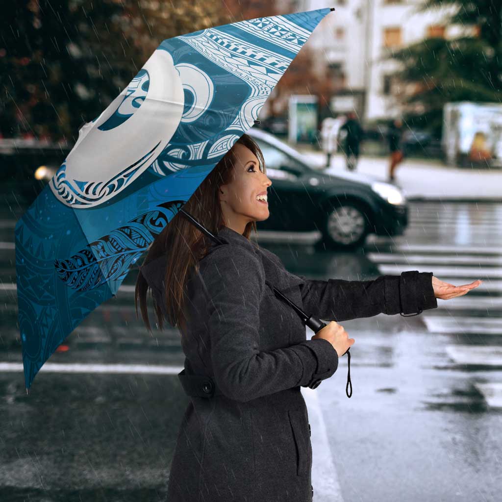 New Zealand Matariki Umbrella Maori Manaia Galaxy Silver Fern Blue Color