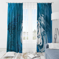 New Zealand Matariki Window Curtain Maori Manaia Galaxy Silver Fern Blue Color