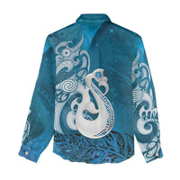 New Zealand Matariki Women Casual Shirt Maori Manaia Galaxy Silver Fern Blue Color LT22 - Polynesian Pride
