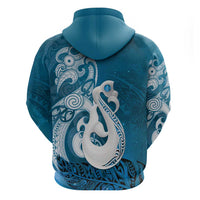 New Zealand Matariki Zip Hoodie Maori Manaia Galaxy Silver Fern Blue Color LT22 - Polynesian Pride