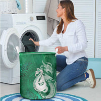 New Zealand Matariki Laundry Basket Maori Manaia Galaxy Silver Fern Green Color LT22 - Polynesian Pride