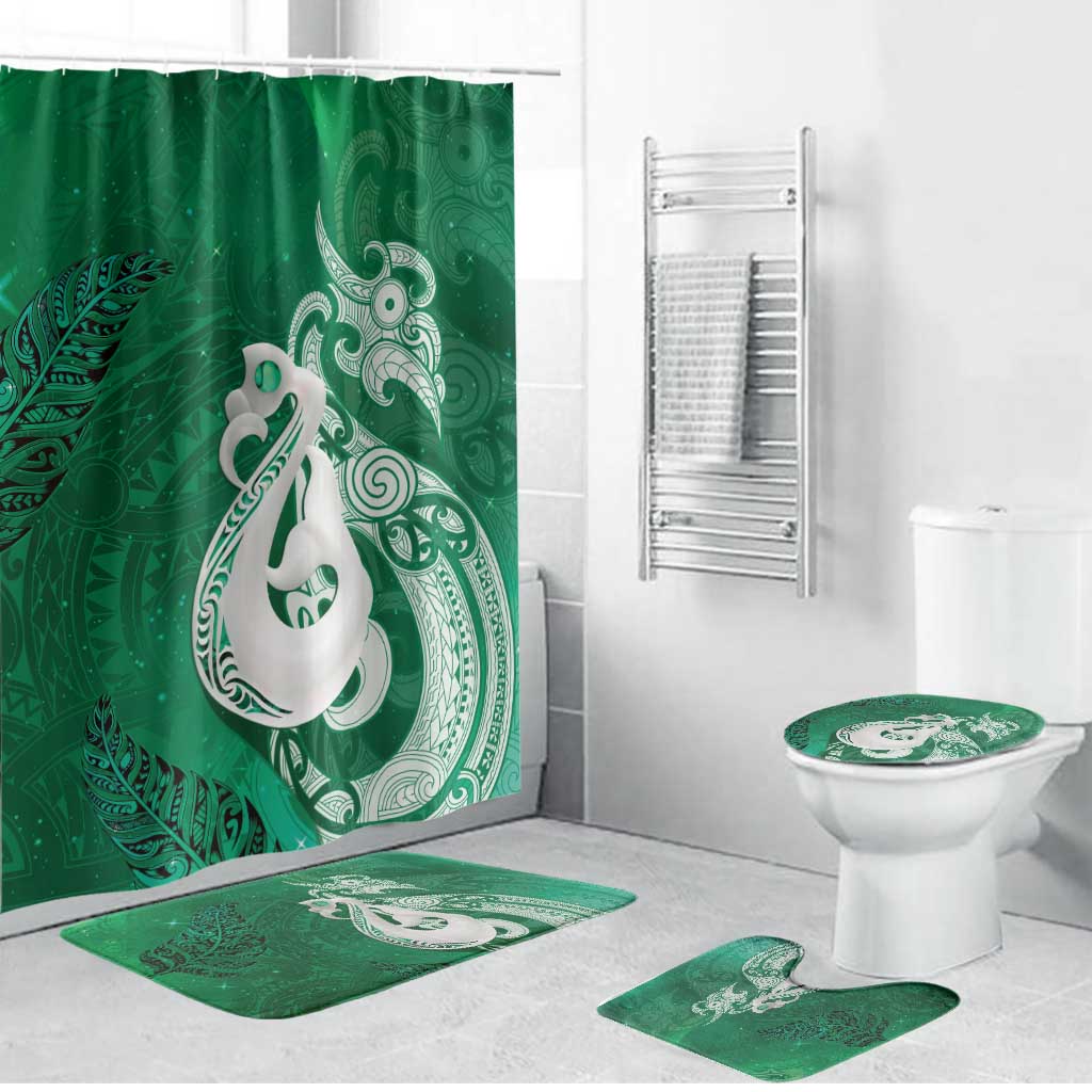 New Zealand Matariki Bathroom Set Maori Manaia Galaxy Silver Fern Green Color