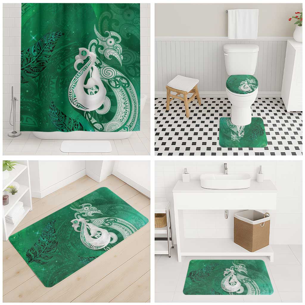 New Zealand Matariki Bathroom Set Maori Manaia Galaxy Silver Fern Green Color