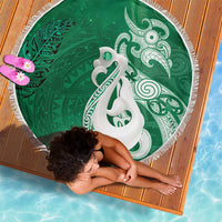 New Zealand Matariki Beach Blanket Maori Manaia Galaxy Silver Fern Green Color