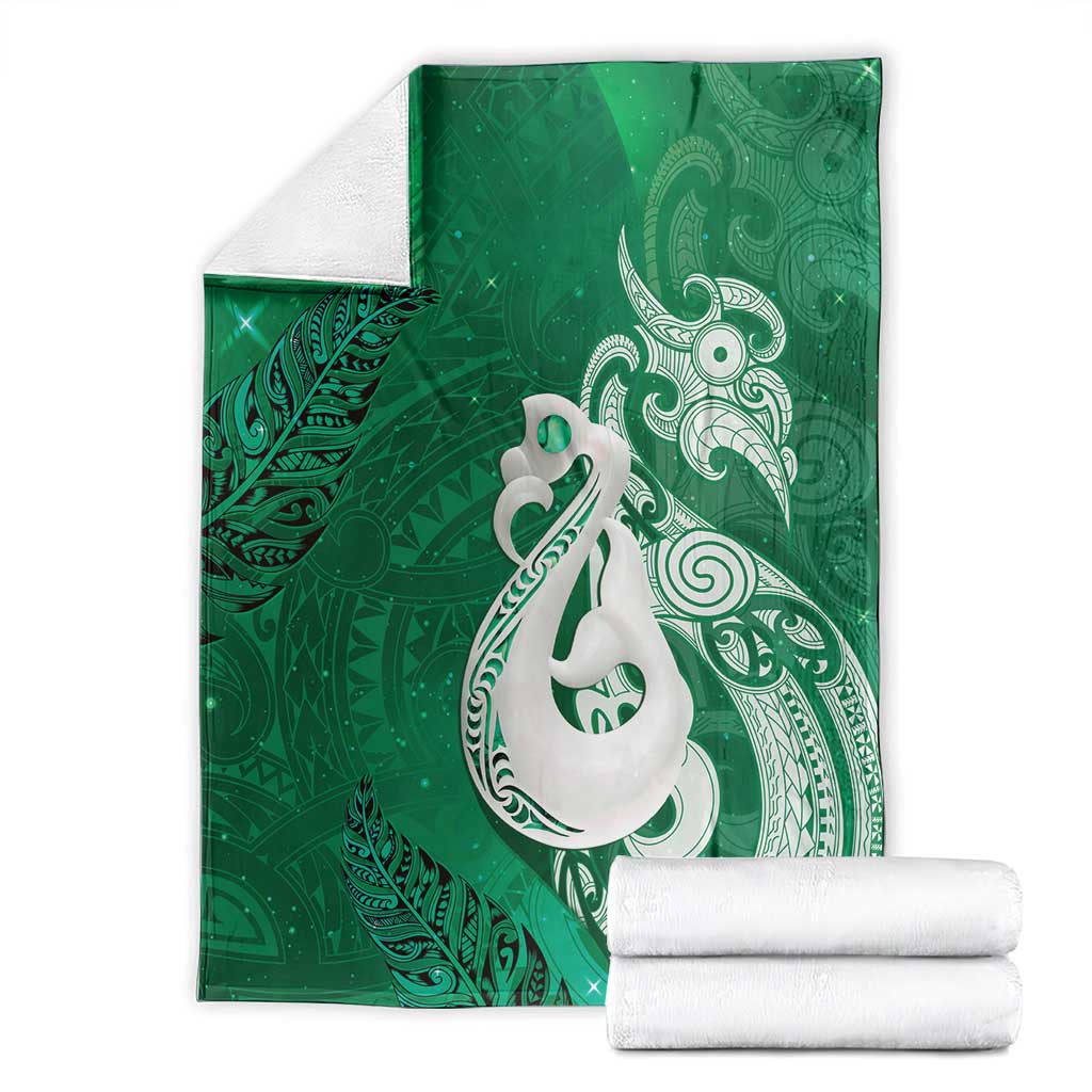 New Zealand Matariki Blanket Maori Manaia Galaxy Silver Fern Green Color