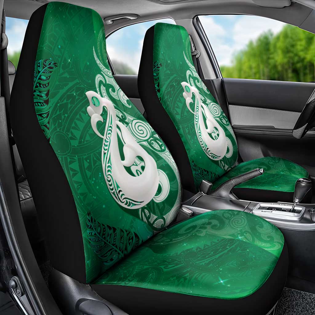 New Zealand Matariki Car Seat Cover Maori Manaia Galaxy Silver Fern Green Color LT22 - Polynesian Pride