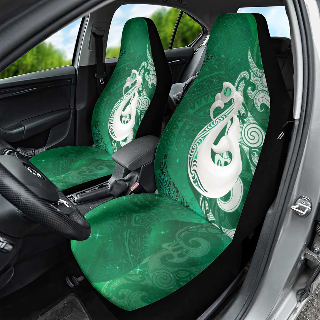 New Zealand Matariki Car Seat Cover Maori Manaia Galaxy Silver Fern Green Color LT22 - Polynesian Pride