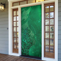 New Zealand Matariki Door Cover Maori Manaia Galaxy Silver Fern Green Color LT22 - Polynesian Pride
