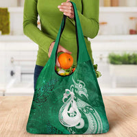 New Zealand Matariki Grocery Bag Maori Manaia Galaxy Silver Fern Green Color