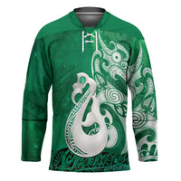 New Zealand Matariki Hockey Jersey Maori Manaia Galaxy Silver Fern Green Color LT22 Unisex Green - Polynesian Pride