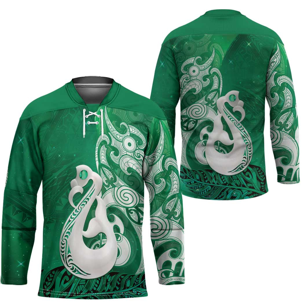 New Zealand Matariki Hockey Jersey Maori Manaia Galaxy Silver Fern Green Color LT22 - Polynesian Pride