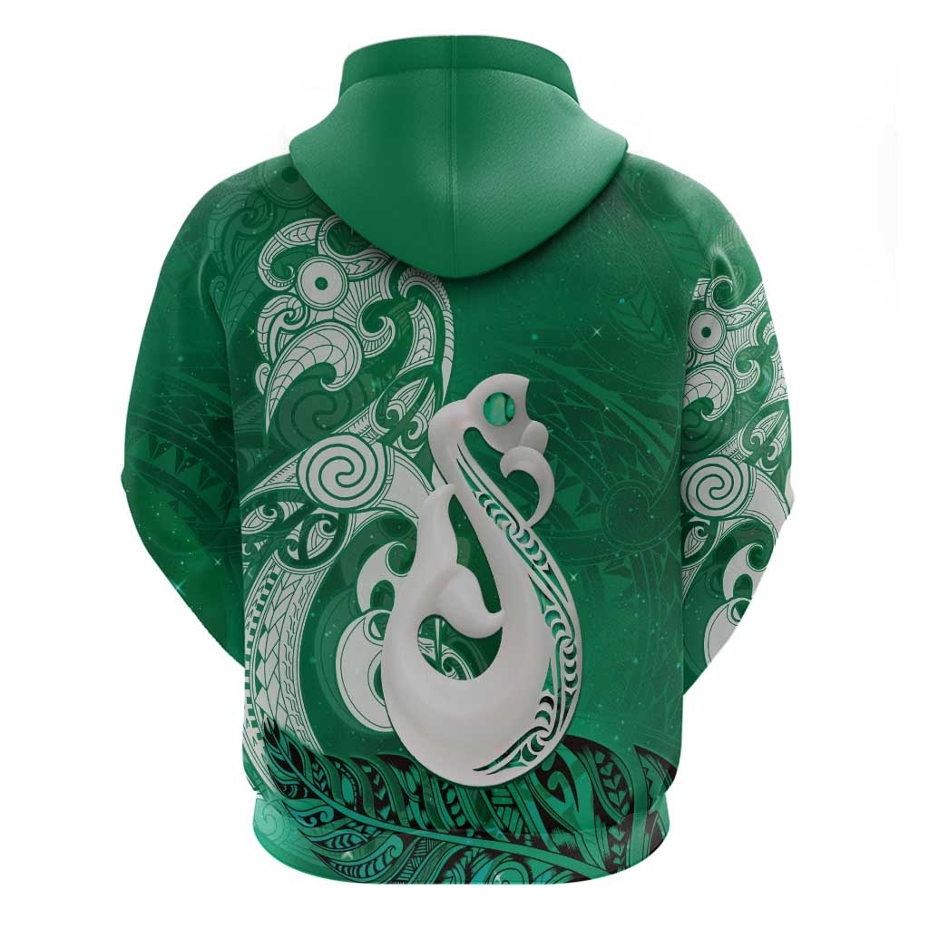 New Zealand Matariki Hoodie Maori Manaia Galaxy Silver Fern Green Color LT22 - Polynesian Pride