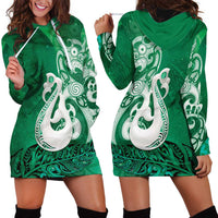 New Zealand Matariki Hoodie Dress Maori Manaia Galaxy Silver Fern Green Color LT22 - Polynesian Pride