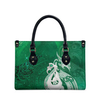 New Zealand Matariki Leather Bag Maori Manaia Galaxy Silver Fern Green Color LT22 - Polynesian Pride
