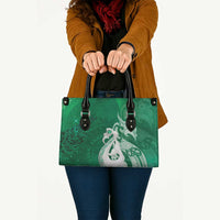 New Zealand Matariki Leather Bag Maori Manaia Galaxy Silver Fern Green Color LT22 - Polynesian Pride