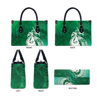 New Zealand Matariki Leather Bag Maori Manaia Galaxy Silver Fern Green Color LT22 - Polynesian Pride
