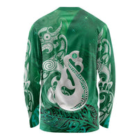 New Zealand Matariki Long Sleeve Shirt Maori Manaia Galaxy Silver Fern Green Color LT22 - Polynesian Pride