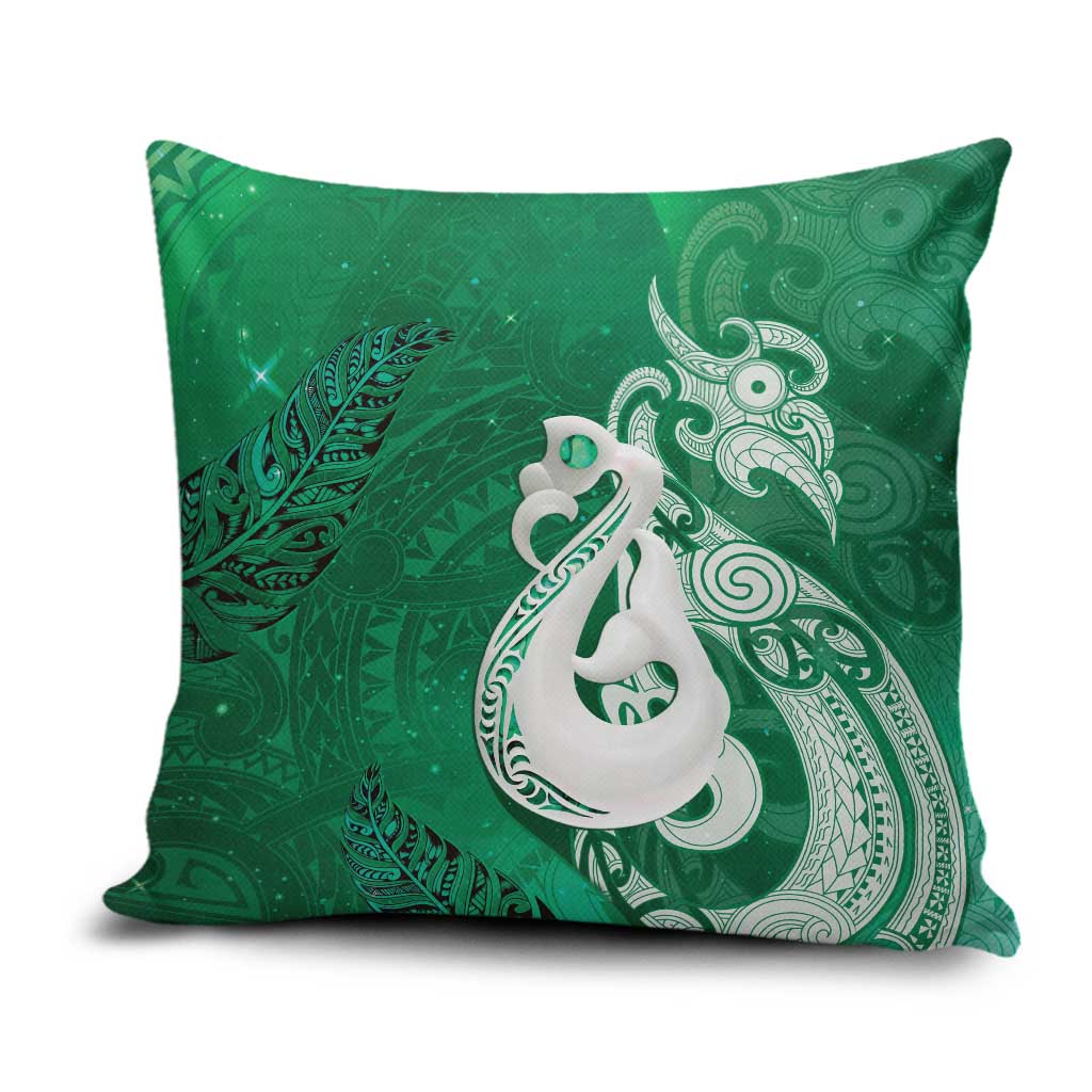 New Zealand Matariki Pillow Cover Maori Manaia Galaxy Silver Fern Green Color LT22 Green - Polynesian Pride