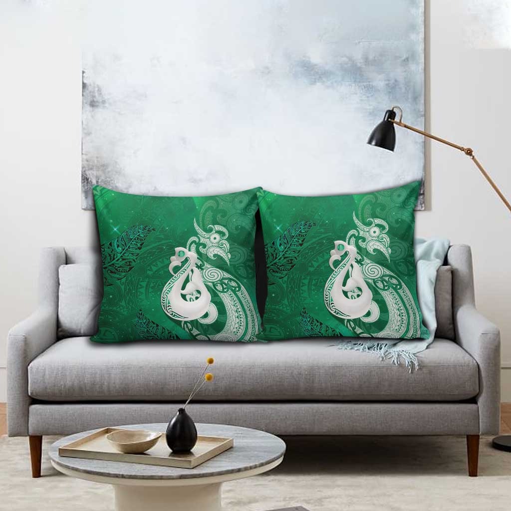 New Zealand Matariki Pillow Cover Maori Manaia Galaxy Silver Fern Green Color LT22 - Polynesian Pride