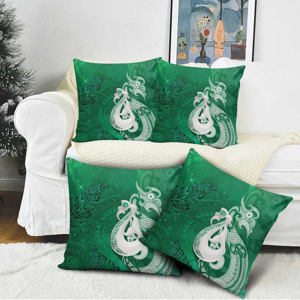 New Zealand Matariki Pillow Cover Maori Manaia Galaxy Silver Fern Green Color LT22 - Polynesian Pride