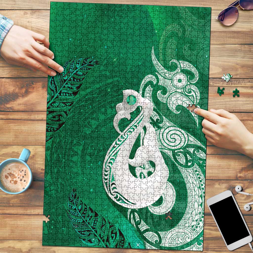 New Zealand Matariki Puzzle Maori Manaia Galaxy Silver Fern Green Color