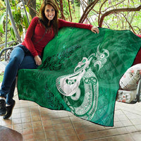 New Zealand Matariki Quilt Maori Manaia Galaxy Silver Fern Green Color