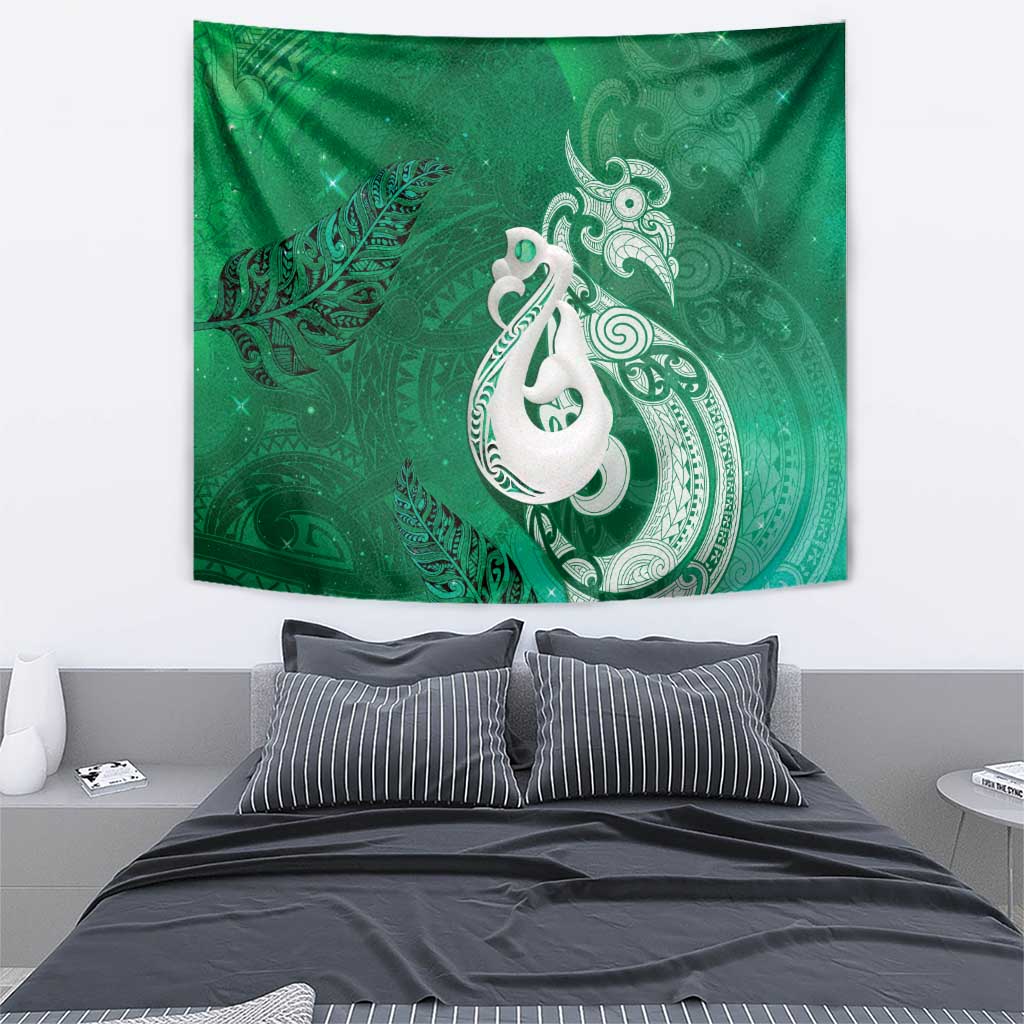 New Zealand Matariki Tapestry Maori Manaia Galaxy Silver Fern Green Color LT22 - Polynesian Pride