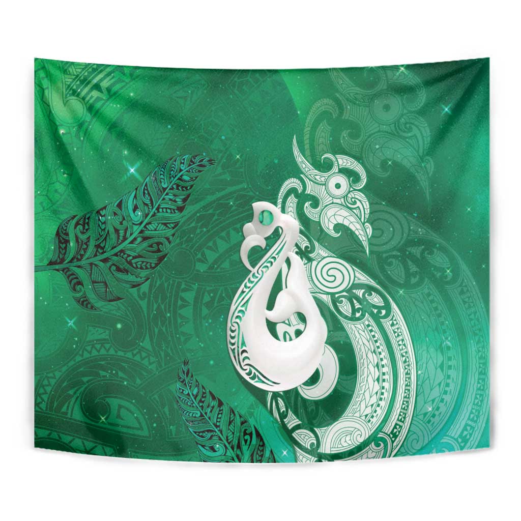 New Zealand Matariki Tapestry Maori Manaia Galaxy Silver Fern Green Color LT22 - Polynesian Pride