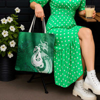 New Zealand Matariki Tote Bag Maori Manaia Galaxy Silver Fern Green Color