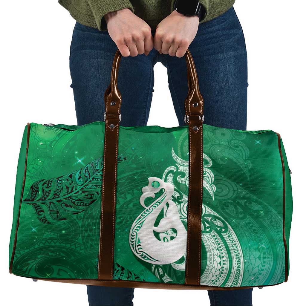 New Zealand Matariki Travel Bag Maori Manaia Galaxy Silver Fern Green Color LT22 Green - Polynesian Pride