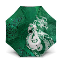 New Zealand Matariki Umbrella Maori Manaia Galaxy Silver Fern Green Color