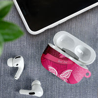 New Zealand Breast Cancer Awareness AirPods Case Pink Ribbon Butterfly Maori Pattern