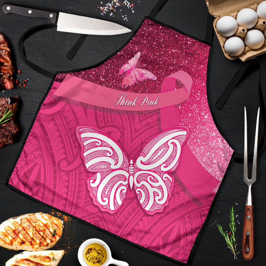 New Zealand Breast Cancer Awareness Apron Pink Ribbon Butterfly Maori Pattern