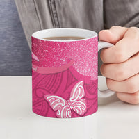 New Zealand Breast Cancer Awareness Ceramic Mug Pink Ribbon Butterfly Maori Pattern