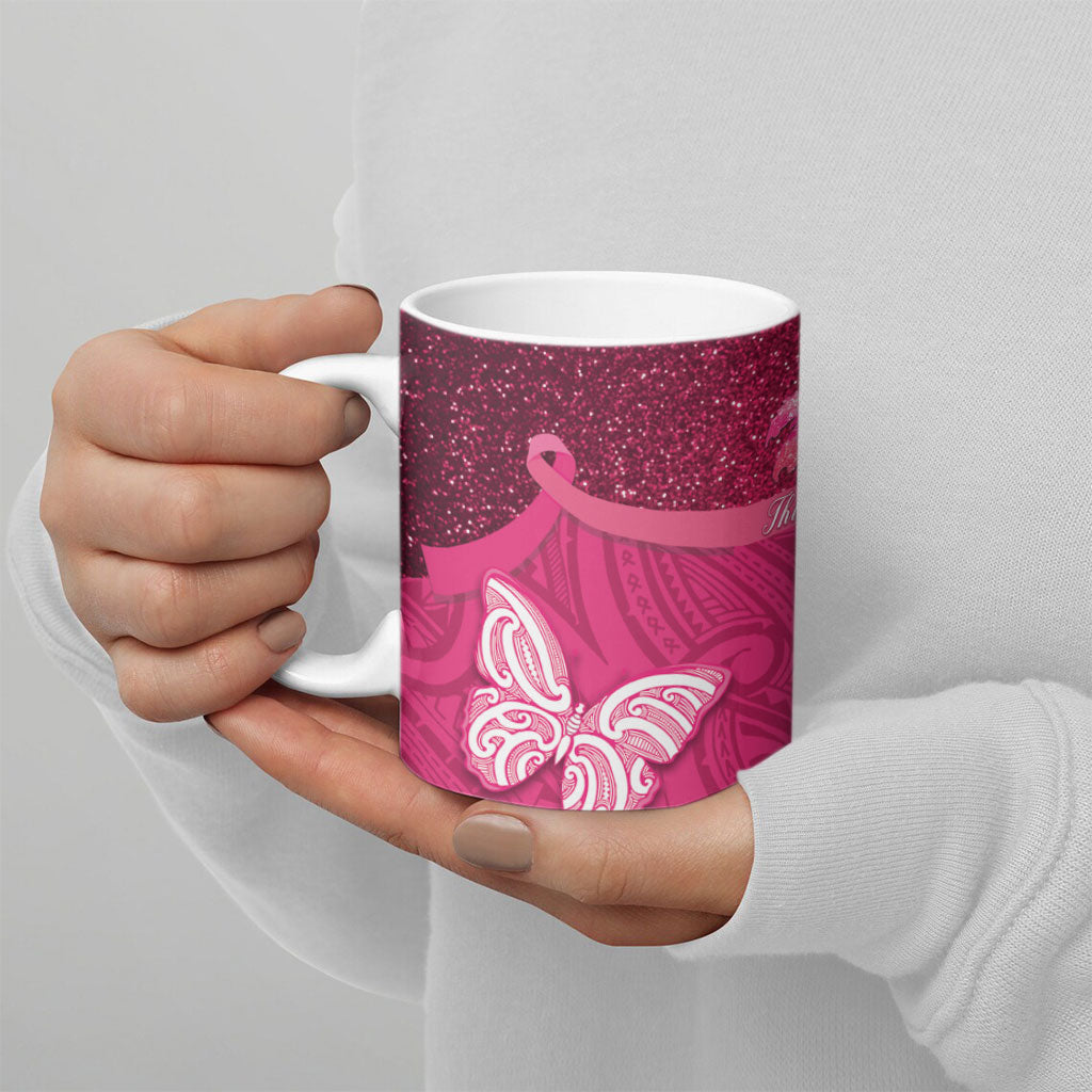 New Zealand Breast Cancer Awareness Ceramic Mug Pink Ribbon Butterfly Maori Pattern