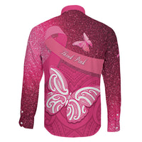 New Zealand Breast Cancer Awareness Family Matching Puletasi and Hawaiian Shirt Pink Ribbon Butterfly Maori Pattern LT22 - Polynesian Pride