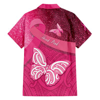 New Zealand Breast Cancer Awareness Family Matching Summer Maxi Dress and Hawaiian Shirt Pink Ribbon Butterfly Maori Pattern LT22 - Polynesian Pride