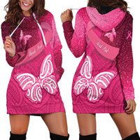 New Zealand Breast Cancer Awareness Hoodie Dress Pink Ribbon Butterfly Maori Pattern LT22 - Polynesian Pride