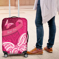New Zealand Breast Cancer Awareness Luggage Cover Pink Ribbon Butterfly Maori Pattern LT22 Pink - Polynesian Pride