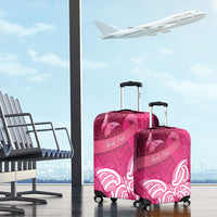 New Zealand Breast Cancer Awareness Luggage Cover Pink Ribbon Butterfly Maori Pattern LT22 - Polynesian Pride
