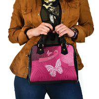 New Zealand Breast Cancer Awareness Shoulder Handbag Pink Ribbon Butterfly Maori Pattern