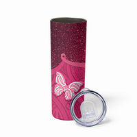 New Zealand Breast Cancer Awareness Skinny Tumbler Pink Ribbon Butterfly Maori Pattern LT22 - Polynesian Pride
