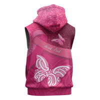 New Zealand Breast Cancer Awareness Sleeveless Hoodie Pink Ribbon Butterfly Maori Pattern LT22 - Polynesian Pride